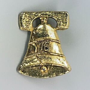 Vintage Gold Tone Liberty Bell 1776 Pin / Pendant Philadelphia, PA '76 EUC Nice!